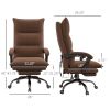 Executive Massage Office Chair with 6 Vibration Points, Microfiber, Heated Reclining Chair with Footrest, Armrest, Double Padding, Brown