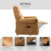 Power Lift Chair, Velvet Touch Upholstered Recliner Chair with Vibration Massage, Remote Control, Side Pockets, Brown