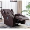 Brown PU Recliner Chair, Eight-point massager function and Heated, ring-pull, cup holder, Adjustable Home Theater Single Recliner