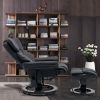 Massage Recliner and Ottoman, PU Leisure Office Chair with 10 Vibration Points, Adjustable Backrest, Side Pocket and Remote Control - Black