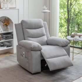 Power Recliner Chair with Adjustable Massage Function, Recliner Chair with Heating System, Light Gray color fabric