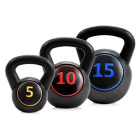 Weight Kettlebell Home Fitness - 3 Pieces Set Kettle Bell in 5 - 10 - 15 lbs -