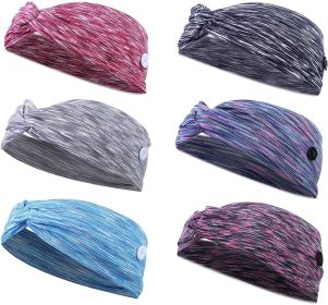6Pcs Headbands for Women Men Nurse Non-Slip Headwrap with Button Multifunctional Hair Band Ear Protection Holder for Yoga Sports Outdoor Activities