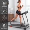 Easy Folding Electric Treadmill - 1.5HP - Running/Jogging/Walking Machine with Device Holder & Pulse Sensor; 3-Level Incline Adjustable RT