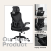 Ergonomic Chair with wheels High Back Task Chair - Mesh - Swivel Chair with Adjustable Back Height & Flip up Arms & Lumbar