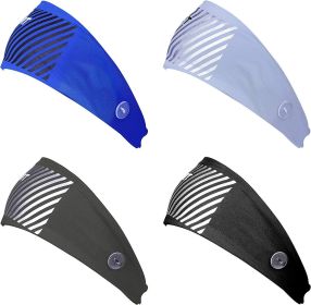 4PCS Headbands with Button for Women Men Elastic Sports Turban Ear Protection Holder Head Wrap Non-Slip Hair Bands for Yoga Running Washing Face