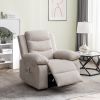 Power Recliner Chair with Adjustable Massage Function, Recliner Chair with Heating System for Living Room, Beige color fabric.