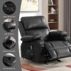 Vanbow.Recliner Chair Rocking Chairs for Adults Oversized with 2 Cup Holders, USB Charge Port Soft Features a Manual Massage and Heat - BLACK