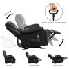 Vanbow.Recliner Chair Rocking Chairs for Adults Oversized with 2 Cup Holders, USB Charge Port Soft Features a Manual Massage and Heat - BLACK
