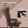 Executive Massage Office Chair with 6 Vibration Points, Microfiber, Heated Reclining Chair with Footrest, Armrest, Double Padding, Brown