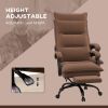 Executive Massage Office Chair with 6 Vibration Points, Microfiber, Heated Reclining Chair with Footrest, Armrest, Double Padding, Brown