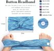 6Pcs Headbands for Women Men Nurse Non-Slip Headwrap with Button Multifunctional Hair Band Ear Protection Holder for Yoga Sports Outdoor Activities