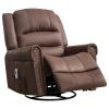 Massage Rocker Recliner Chair Rocking Chairs for Adults Oversized with USB Charge Port Soft Features a Manual Massage and Heat. - BROWN