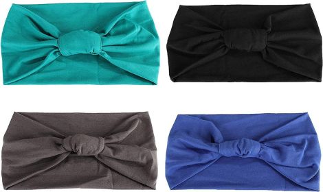 Multi-Style Headband for Fitness Sports Running Workout Yoga Women's Hair Band Wide Stretchy (4 Pcs)