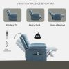 Power Recliner Chair with Adjustable Massage Function, Recliner Chair with Heating System for Living Room, Blue Velvet fabric