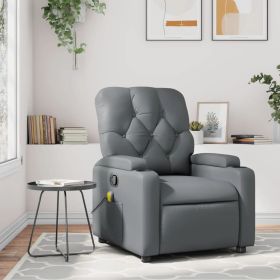Massage Recliner Chair Gray Faux Leather