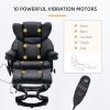 Massage Recliner and Ottoman, PU Leisure Office Chair with 10 Vibration Points, Adjustable Backrest, Side Pocket and Remote Control - Black