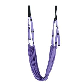 Adjustable Aerial Yoga Strap; Elastic Stretch Door Hanging Yoga Belts Hammock Swing Fitness Handstand Rope Training Device (Color: Purple)