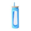 Glass Water Tumbler with Straw - Silicone Grip - Bamboo Lids - Reusable 20oz