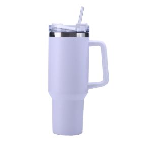 30OZ Straw Coffee Insulation Cup with Handle Portable Car Stainless Steel Water Bottle Large Capacity Travel BPA Free Thermal Mug (capacity: 1PC, Color: 30oz White)