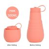 500ml Large Capacity Silicone Folding Water Bottle - High Temperature Resistance -- Outdoor Sports Bottle/Travel/Portable Cup