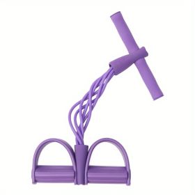 Pedal Resistance Band - Thickened Foot Pedal Pull Rope; Yoga Equipment For Abdomen Waist Arm Leg Stretching Slimming Training (Color: Purple)