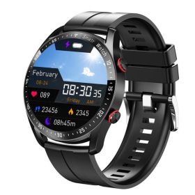New ECG+PPG Bluetooth Call Smartwatch - Smart Clock Sports/Fitness Tracker For Android IOS PK I9 Smartwatch for Men (Color: Black silicone belt, size: As shown)