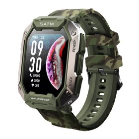 Military 1.71'' Tactical Smartwatch For Men- Android & IPhone Compatible; 5ATM Fitness Tracker - Blood Pressure/Heart Rate/Blood Oxygen Monitor (Color: camouflage green)