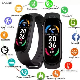 Unisex M6 Fitness Tracker; Smartwatch - Heart Rate Sleep Blood Oxygen Monitor; IP68 Waterproof Watch; Step Calorie Counter Pedometer - Android IOS (Color: Red)