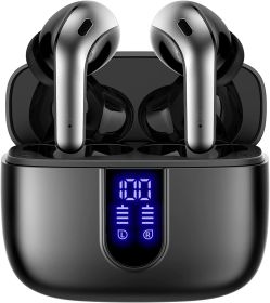 Bluetooth Headphones True Wireless Earbuds LED Power Display with Wireless Charging Case - IPX5 Waterproof in-Ear Earbuds with Mic (Color: White, size: M)
