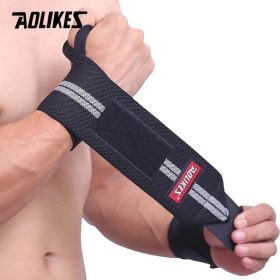AOLIKES 1 PCS Wristband Wrist Support Weightlifting Gym Training Wrist Support Brace Straps Wraps CrossFit Powerlifting (Color: Black with Grey)