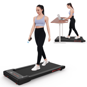 Walking/Jogging Pad Treadmill Under Desk - 265 lbs Capacity - Remote Control, Installation-Free - Bluetooth and LED Display. (Color: Black)