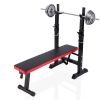 Adjustable Folding Multifunctional Workout Station Adjustable Workout Bench with Squat Rack -BLACK OR RED/BLACK XH