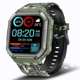SENBONO C20S New Smartwatch Men Big Battery Music Play Fitness Tracker Bluetooth Dial Call Sport Smartwatch Men for IOS Android (Color: camouflage green)