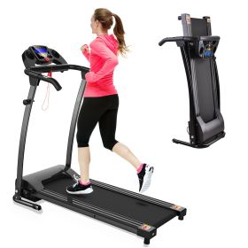 FYC Folding Treadmill - Electric with LCD display; Lightweight Compact - Running, Walking, Jogging - Saver Space (Color: Black)