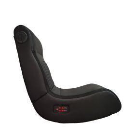 Foldable Gaming Chair With Onboard Speakers, LED Strip Lighting, Bluetooth Music Speakers, Vibration Massage, USB Charging Port (Color: Black)