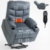 Okin Motor Up to 350 LBS Power Lift Recliner Chair, Heavy Duty Motion Mechanism with 8-Point Vibration Massage and Lumbar Heating, Cup Holders, USB