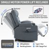 Okin Motor Up to 350 LBS Power Lift Recliner Chair, Heavy Duty Motion Mechanism with 8-Point Vibration Massage and Lumbar Heating, Cup Holders, USB