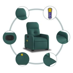 Stand up Massage Recliner Chair Dark Green Fabric (Color: green)