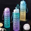 32oz/900mL Motivational Water Bottle with Straw & Time Marker; Daily Water Intake Bottle with Carrying Strap-Fitness/Gym/School/Mountain Climbing/Etc