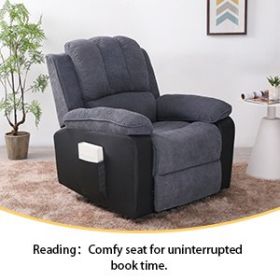 Corduroy + PU material thickened with side pockets armrests ergonomic power sofa chair with 8-point massage heating function (Color: as Pic)