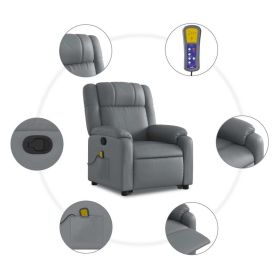 Stand up Massage Recliner Chair Gray Faux Leather (Color: Gray)