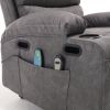 Electric Power Lift Recliner Chair, 8-point vibration Massage-lumber heat, 21"seat width, large size-Remote Control, Side Pockets-Cup Holders