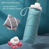 20oz Durable Collapsible Water Bottles Leakproof Valve Reusable BPA Free Silicone Foldable Travel Water Bottle for Gym Camping Hiking Travel Sports