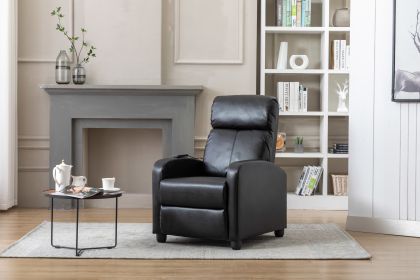 Electric Recliner for the Elderly with Massage Therapy and Heat;  Simple Pushback;  Power Chair& Small Sofa Suitable for Living Room & Bed Room (Color: Black PU)