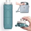 20oz Durable Collapsible Water Bottles Leakproof Valve Reusable BPA Free Silicone Foldable Travel Water Bottle for Gym Camping Hiking Travel Sports
