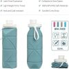 20oz Durable Collapsible Water Bottles Leakproof Valve Reusable BPA Free Silicone Foldable Travel Water Bottle for Gym Camping Hiking Travel Sports