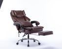 High Back Massage Reclining Office Chair with Footrest - Massaging Lumbar Cushion, Adjustable Angle, Breathable Thick Padding