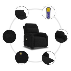 Stand up Massage Recliner Chair Black Velvet (Color: Black)
