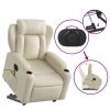 Electric Stand up Massage Recliner Chair Cream Faux Leather